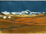 NIEMANDSLAND - kurz vor dem Torugart-Pass im Grenzgebiet zwischen Kirgistan und China - Druckgrafik - 35 x 25 cm